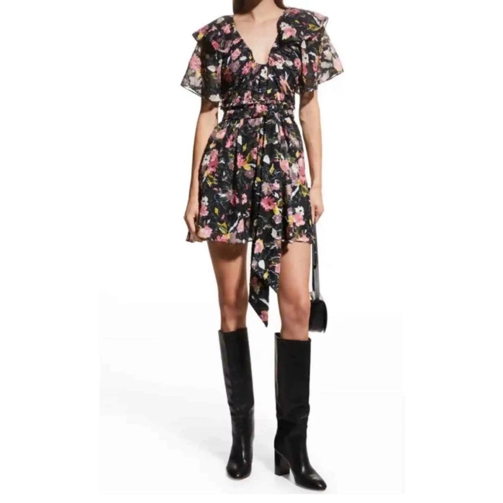 Tanya Taylor NWT $495 Mara Floral Print Flutter Sleeve Mini Dress Size 6